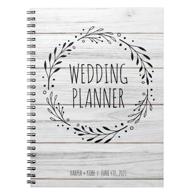 Carnet Bois et couronne rustique Wedding planner (Devant)