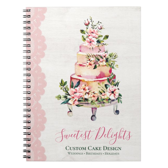 Carnet Bois rustique Aquarelle Florale Mariage boulangeri (Devant)