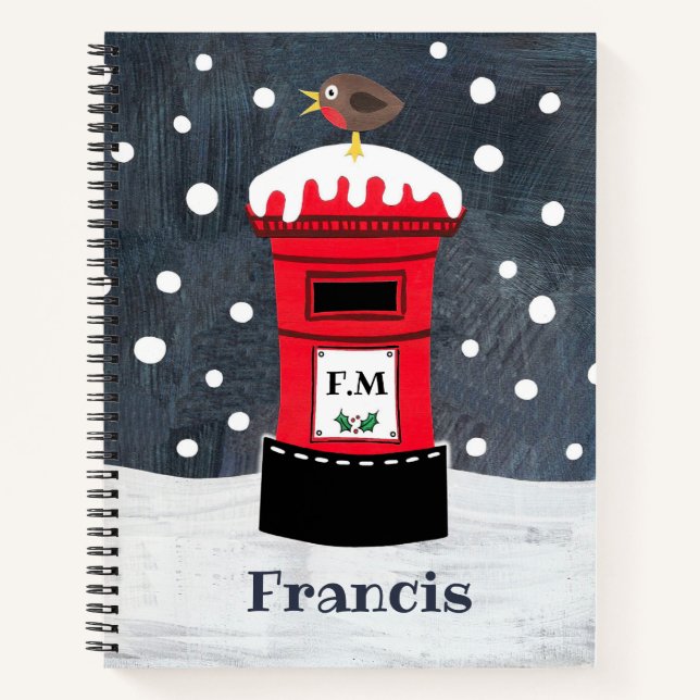 Carnet Boîte postale de Noël et Robin personnalisés (Devant)