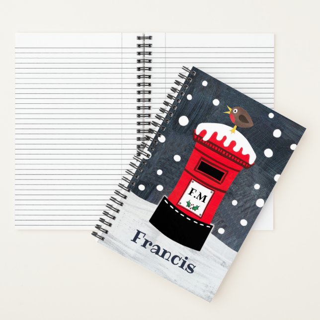 Carnet Boîte postale de Noël personnalisée & Robin Noteb (À l'intérieur)