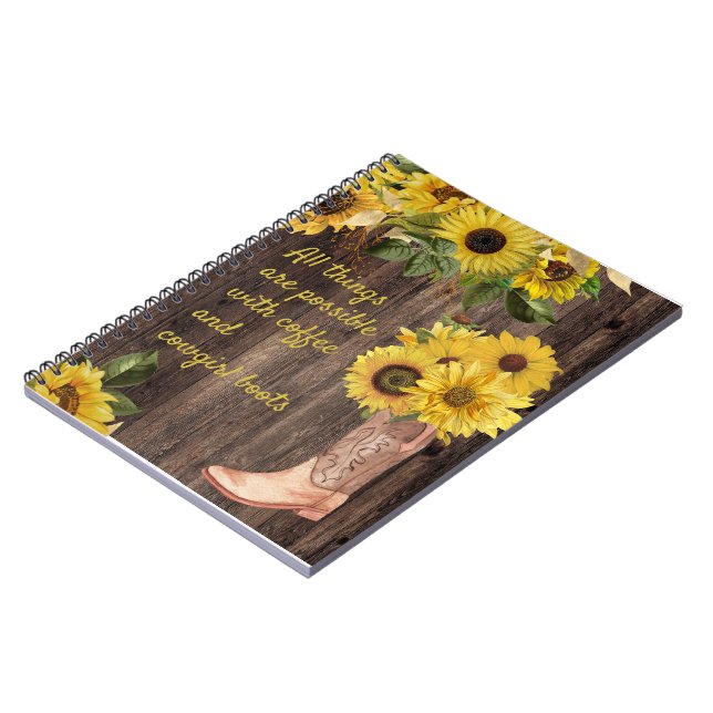 Carnet Boites de chaume Rustic Wood Sunflower Café (Côté gauche)
