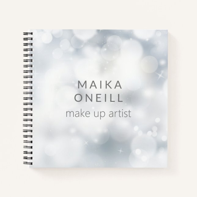 Carnet Bokeh argent chic de luxe personnalisé (Devant)