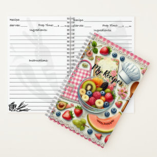 Carnet Bol de fruits entouré d'éléments de cuisine