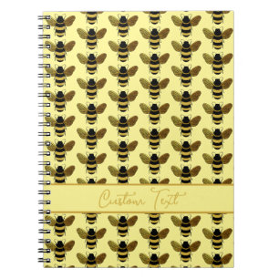 CARNET BOMBLEBEE OR BLACK BEE RÉPÉTER MOTIF JAUNE