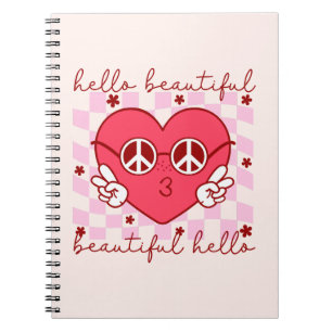Carnet Bonjour Beau Coeur Rose