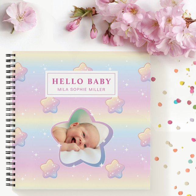 Carnet Bonjour bébé Rainbow Photo personnalisée (Créateur téléchargé)