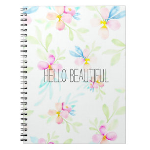 Carnet Bonjour belle aquarelle rose florale