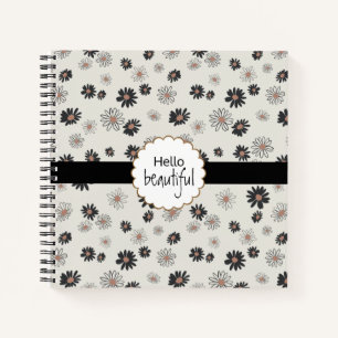 Carnet Bonjour Belle Fleurs de marguerite rose noire