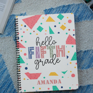 Carnet Bonjour école Grade coloré nom géométrique personn