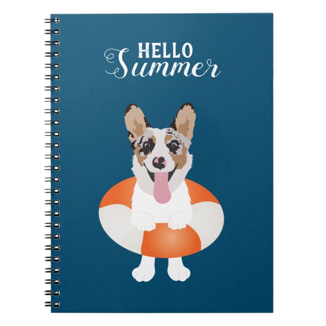 Carnet Bonjour été Corgi Beach Chien (Devant)