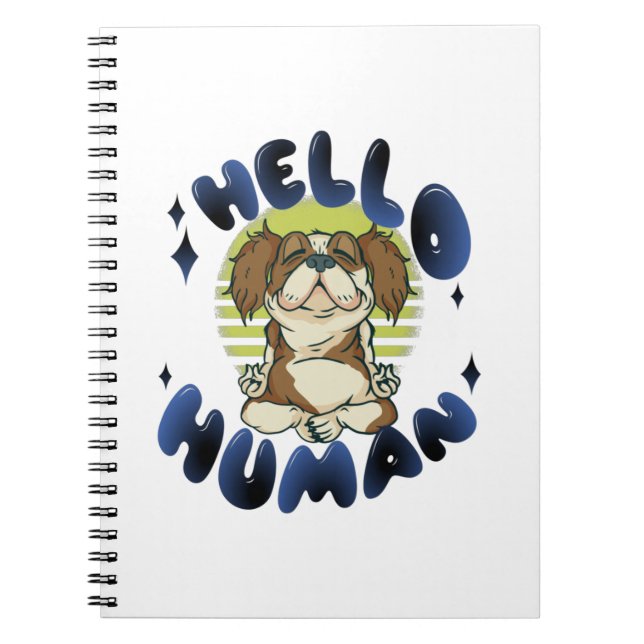 Carnet Bonjour humain Méditation yoga chien (Devant)