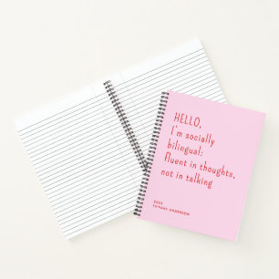 Carnet Bonjour, je suis bilingue socialement Cadeau drôle