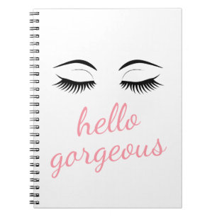 Carnet Bonjour magnifique avec de beaux cils glamour