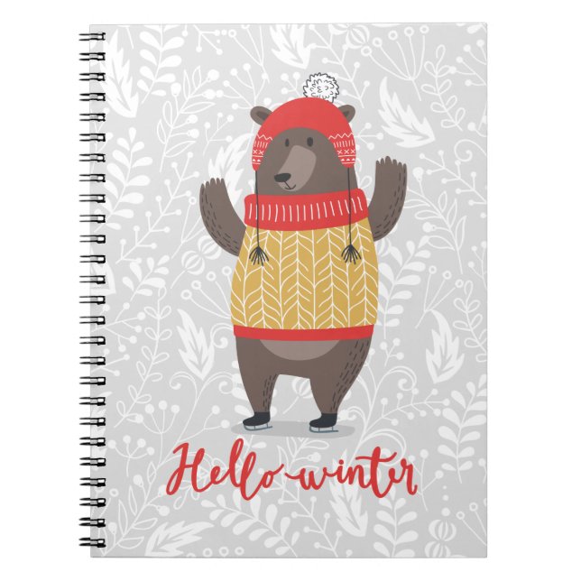 Carnet Bonjour Saison d'hiver Salutation Ours d'illustrat (Devant)