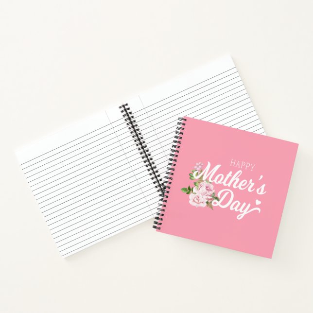 Carnet Bonne fête des mères aux roses roses | Ordinateur  (Intérieur)