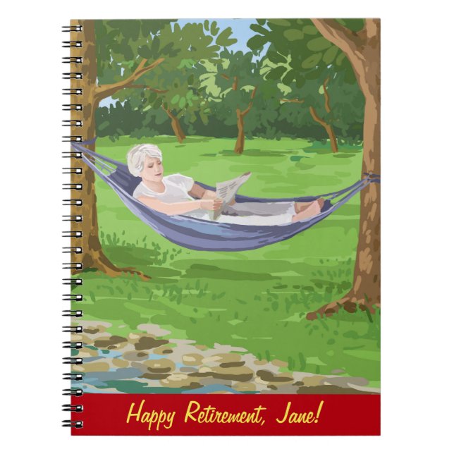 Carnet Bonne retraite personnalisée (Dame à Hammock) (Devant)