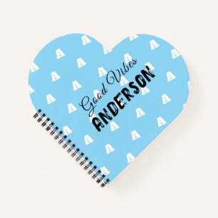Carnet Bonnes Vibrations Monogramme Avec Nom Bleu