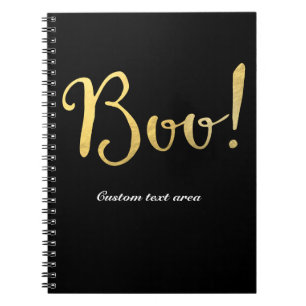 Carnet Boo! Aspect feuille d'or fausse Halloween