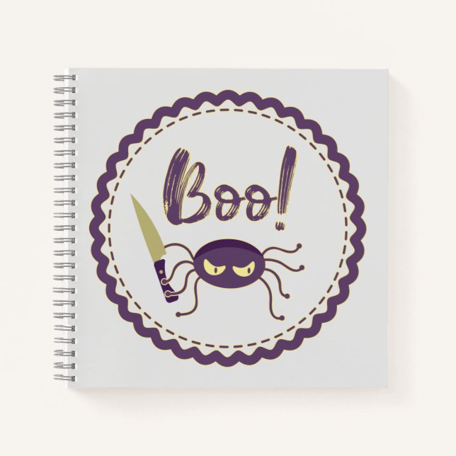 Carnet Boo drôle Halloween personnage d'araignée main (Devant)
