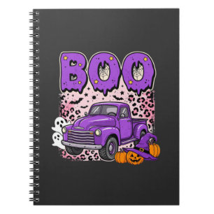 Carnet Boo Halloween Camion Violet Fantôme et Citrouilles