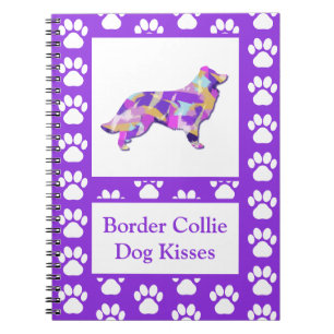 Carnet Bordure Collie Chien Baisers Silhouette Cute PPY&B