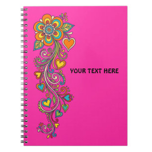 Carnet Bordure de vrilles rétro Flower Power 18 + votre t