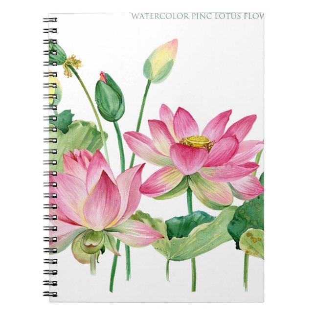 Carnet Bordure d'eau rose Lotus (Devant)