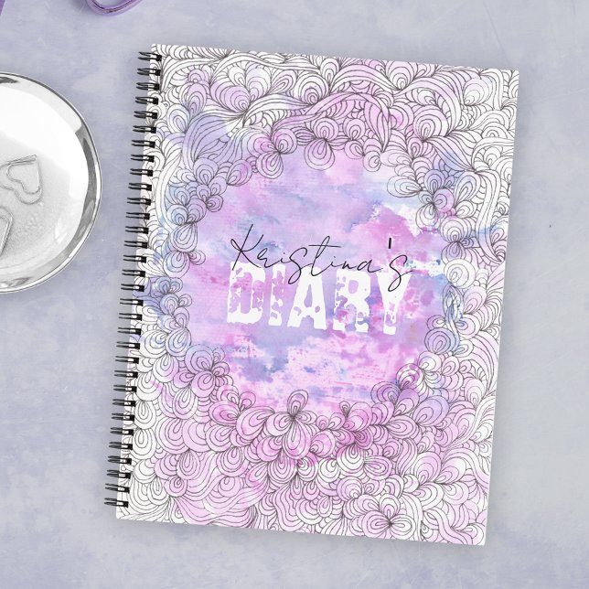 Carnet Bordure du Motif d'encre noire Lillac Azure (Créateur téléchargé)