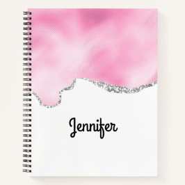 Carnet Bordure Parties scintillant rose et argent Faux él