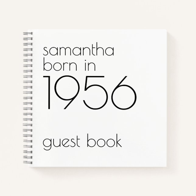 Carnet Born in 1956 Black 70th Party Guest Book (Devant)