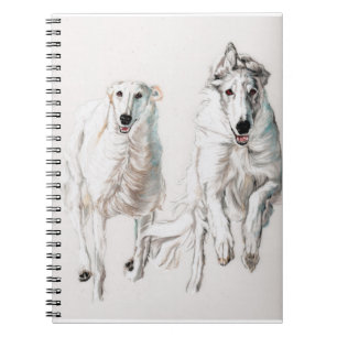 Carnet Borzoi Running Russian Wolfhound Dog Art Notebook