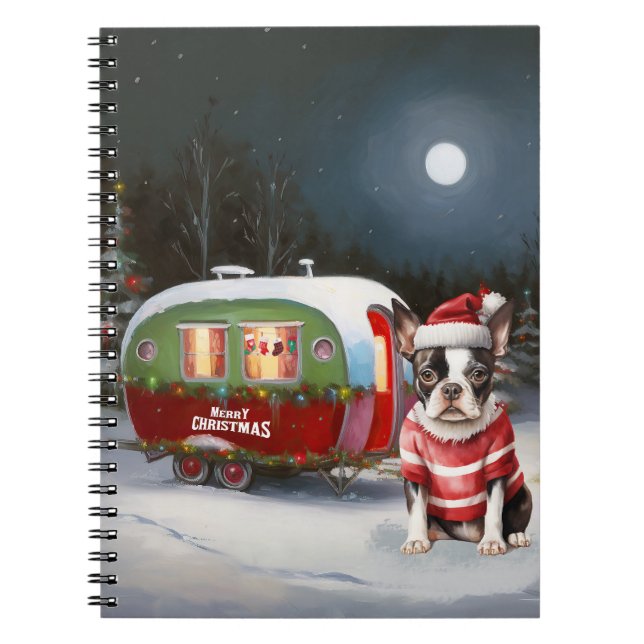 Carnet Boston Terrier Caravan Christmas Adventure (Devant)