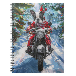Carnet Boston Terrier Dog équitation moto Noël