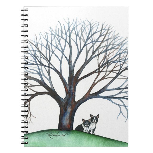 Carnet boston terriers et arbre (Devant)