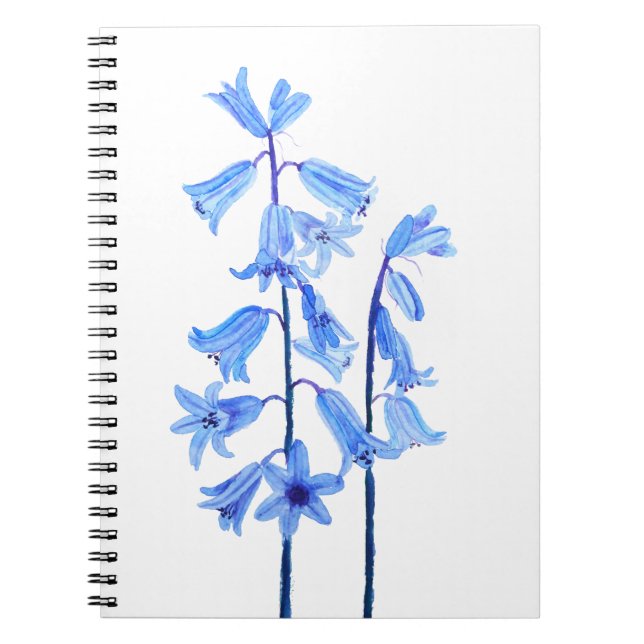 Carnet Botanical bluebells flower watercolor (Devant)