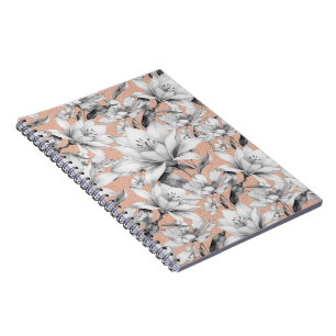 Carnet Botanique noir blanc rose or parties scintillant f