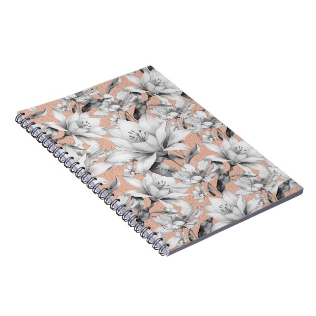 Carnet Botanique noir blanc rose or parties scintillant f (Côté Droit)