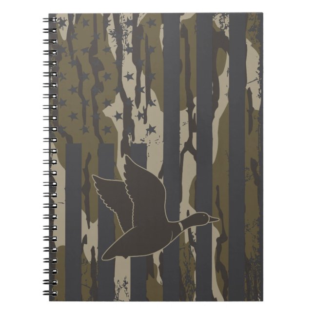 Carnet Bottomland Camo Chasse au canard américain Drapeau (Devant)