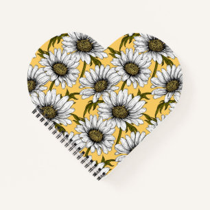 Carnet Bouches blanches, fleurs sauvages sur jaune