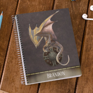 Carnet Bouclier Viking Personnalisé en Cuir Dragon