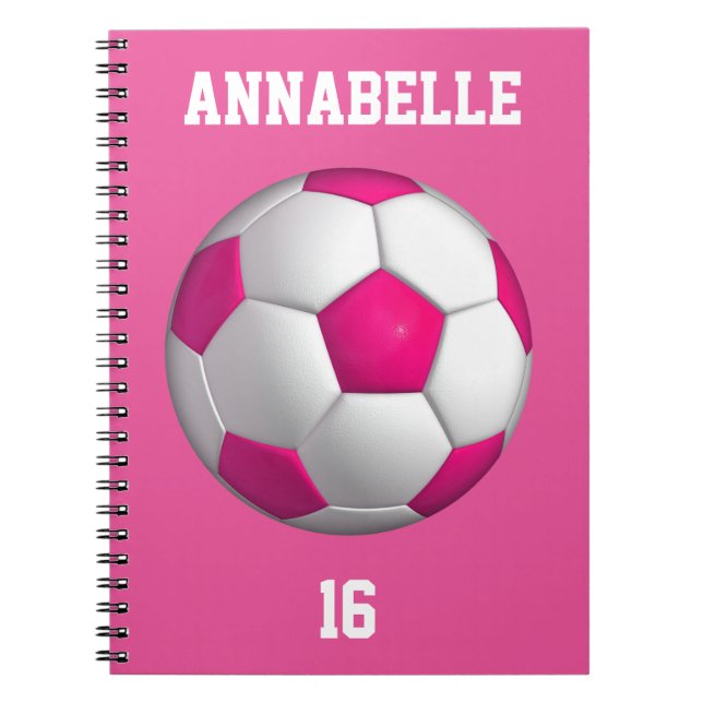 Carnet Boule de soccer rose Personnaliser (Devant)