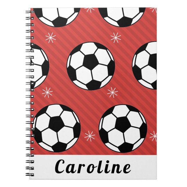 Carnet Boule de soccer rouge Hiver Flocon de neige rayé N (Devant)