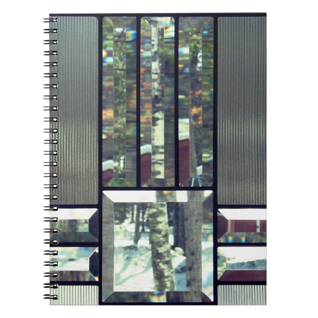 Carnet Bouleau en verre biseauté arbres argent métallique (Devant)