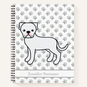Carnet Bouledogue Américain Blanc Chien de Dessin Animé M