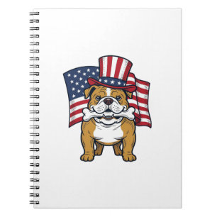 Carnet Bouledogue Patriotique Avec Drapeau Vector Design_