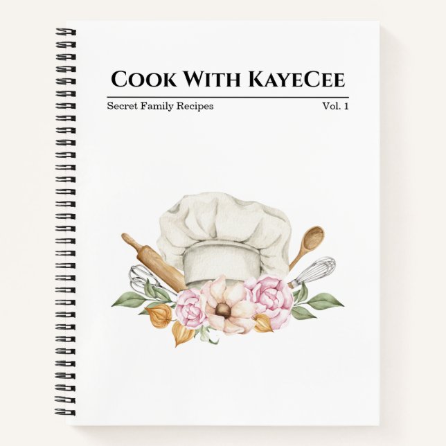 Carnet Bouquet Casquette du chef aquarelle Recette (Devant)
