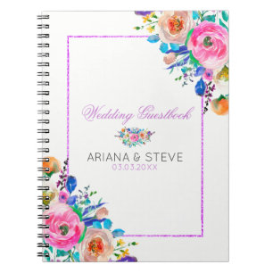 Carnet Bouquet Coloré Et Cadre De Parties scintillant Vio