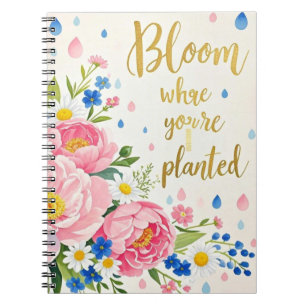 Carnet Bouquet d'aquarelle vibre de pivoines, marguerites