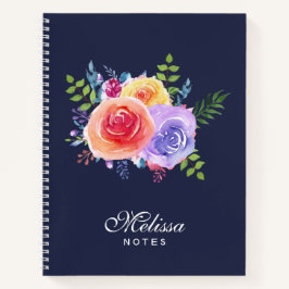 Carnet Bouquet de fleurs Rose aquarelle