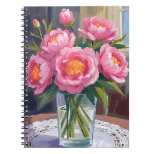 Carnet Bouquet de fleurs rose tendre Floral de pivoine
